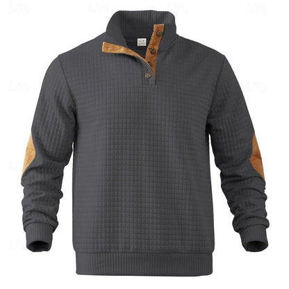 Men's Textured Stand-Collar Knit Pullover | Classic Cosy Casual Everyday Sweater | Smart Casual Everyday Autumn Winter Knitwear