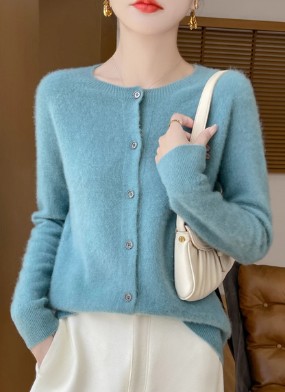 Merino Cardigan Dame – Karamel Strikcardigan med Knapper
