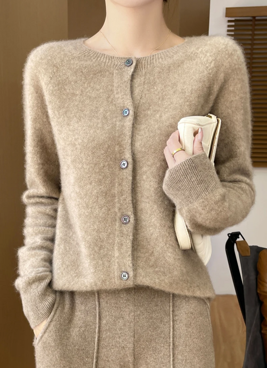 Women's Merino Cardigan – Caramel Button Knit Cardigan