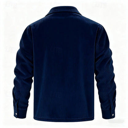 Men's Sherpa-Lined Corduroy Shacket | Warm Fleece-Lined Button-Front Casual Overshirt Jacket | Smart Casual Everyday Autumn Winter Outerwear