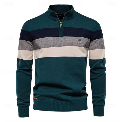 Men's Quarter-Zip Knit Sweater | Soft Classic Casual Everyday Cosy Pullover | Smart Casual Everyday Autumn Winter Knitwear