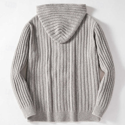 Men's Cable-Knit Hooded Button Cardigan | Classic Cosy Casual Everyday Hooded Cardigan | Smart Casual Everyday Autumn Winter Knitwear