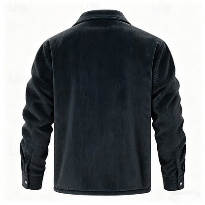 Men's Sherpa-Lined Corduroy Shacket | Warm Fleece-Lined Button-Front Casual Overshirt Jacket | Smart Casual Everyday Autumn Winter Outerwear
