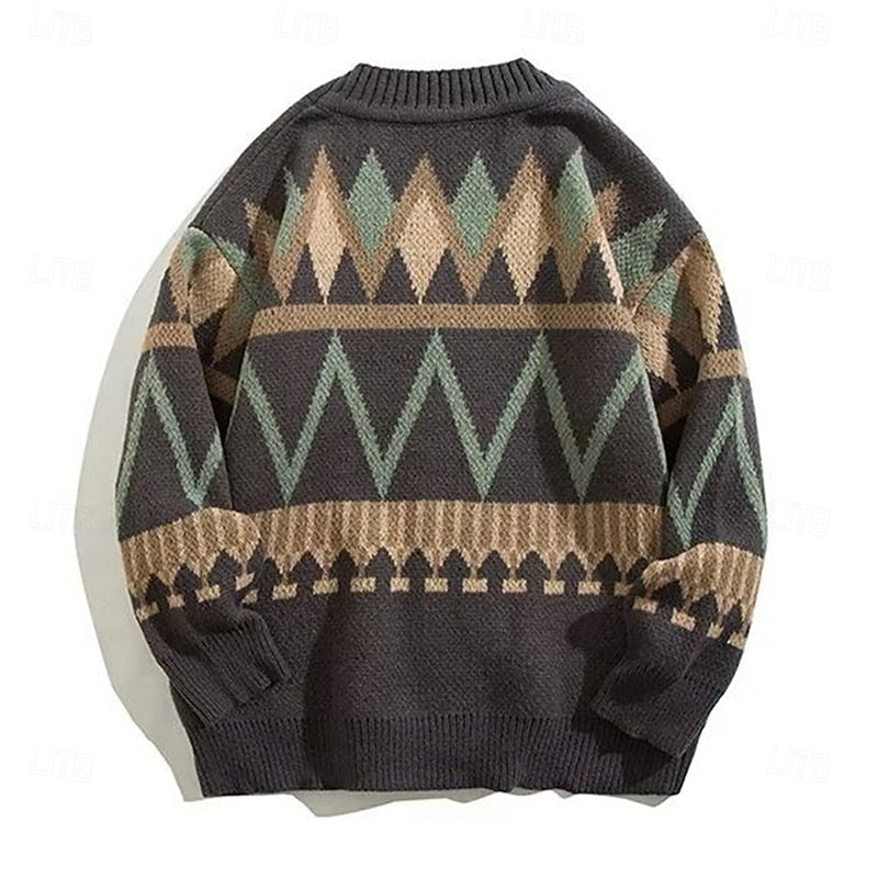 Men's Patterned Button-Up Knit Cardigan | Classic Pattern Casual Everyday Cosy Cardigan | Smart Casual Everyday Autumn Winter Knitwear