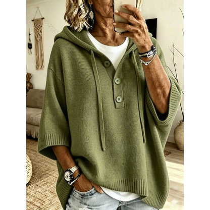Women's Relaxed Hooded Knit Sweater | Cosy Casual Everyday Hoodie Pullover | Smart Casual Everyday Autumn Winter Knitwear